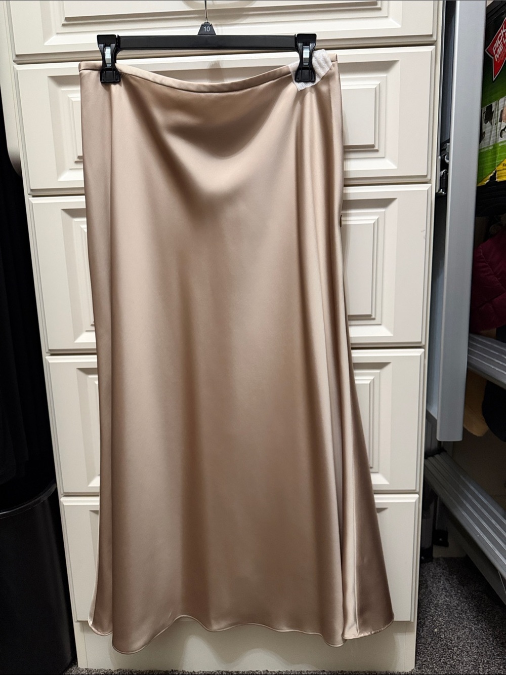 ANTONIO MELANI Champagne Beige Satin Midi Skirt
